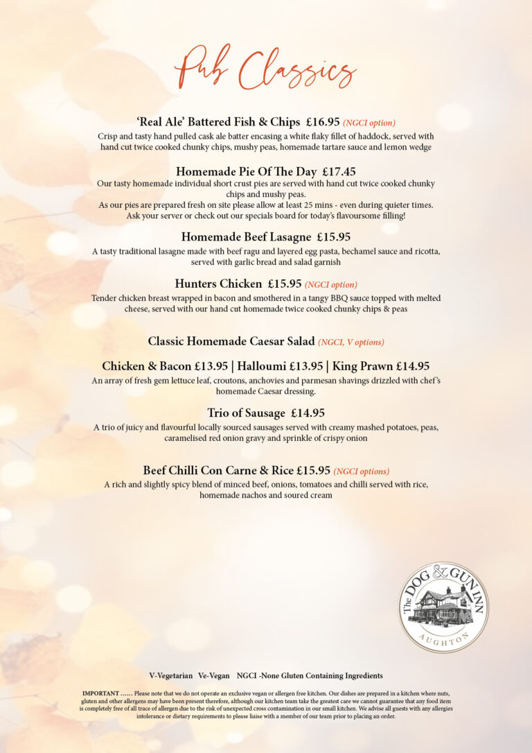 Staghunters Inn Menu Browse our menus - The Dog & Gun Inn
